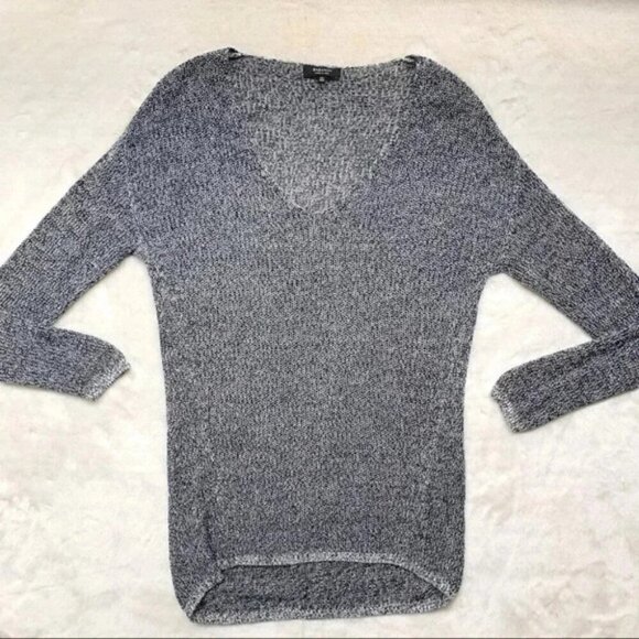 Aritzia Babaton Jarrod Sweater V-neck Long sleeve Grey Knit Heathered XXS - Picture 4 of 16